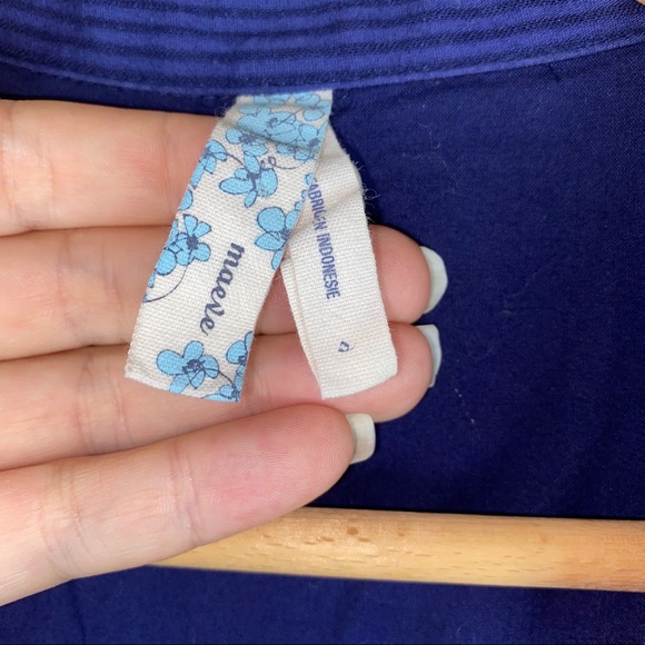 Anthro Maeve Pinstripe Button Down Cotton Button Down Dress w/Pockets - Picture 7 of 9